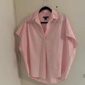 French Connection Cotton Pink Short Sleeve Popover Blouse. Minimalist, Resort,